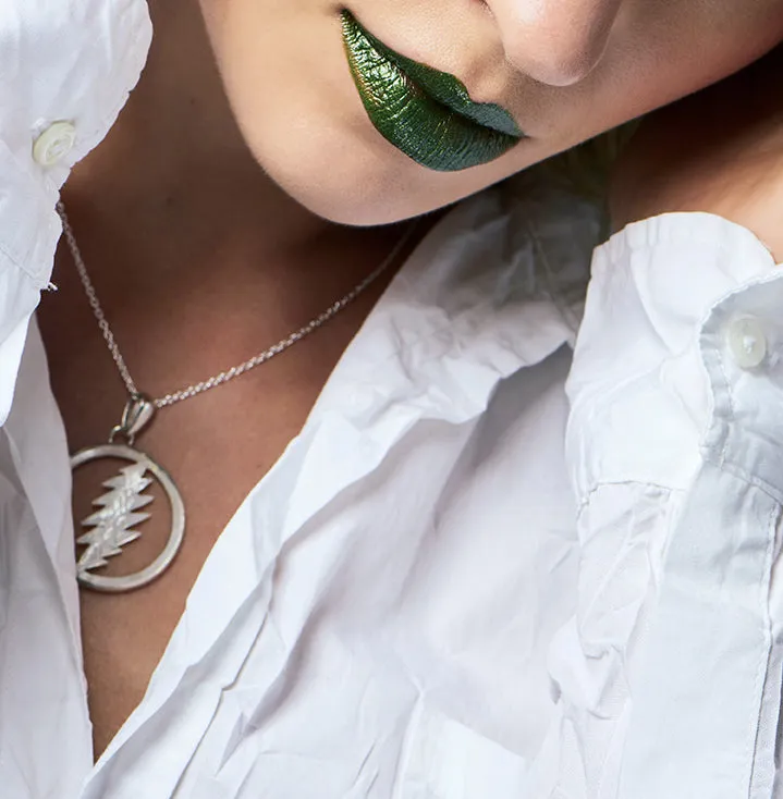 13 Point Lightning Bolt Sterling Silver Mother Of Pearl Necklace