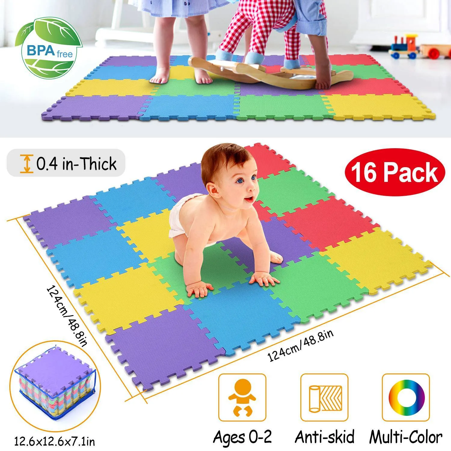 16-Pieces: Kids Puzzle Exercise Play Mat