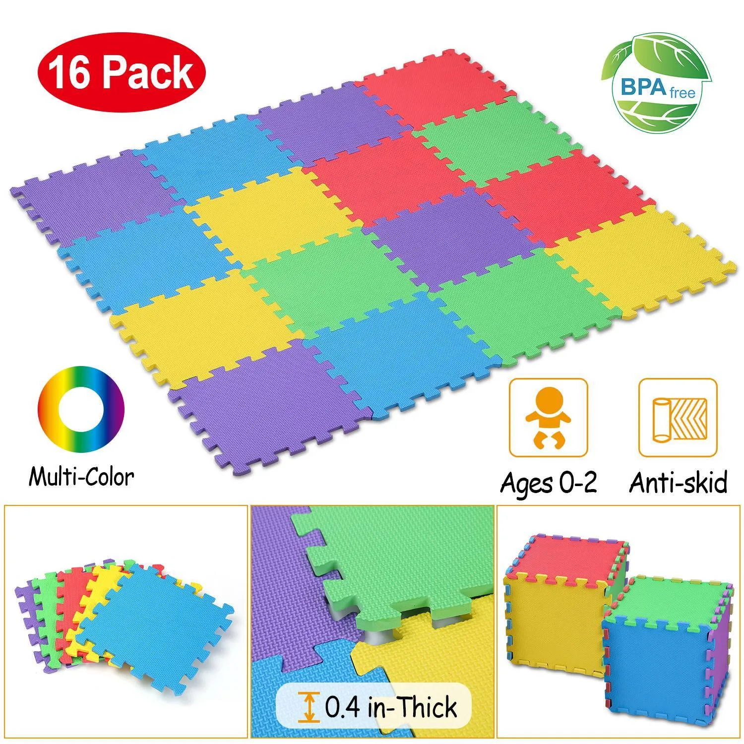 16-Pieces: Kids Puzzle Exercise Play Mat