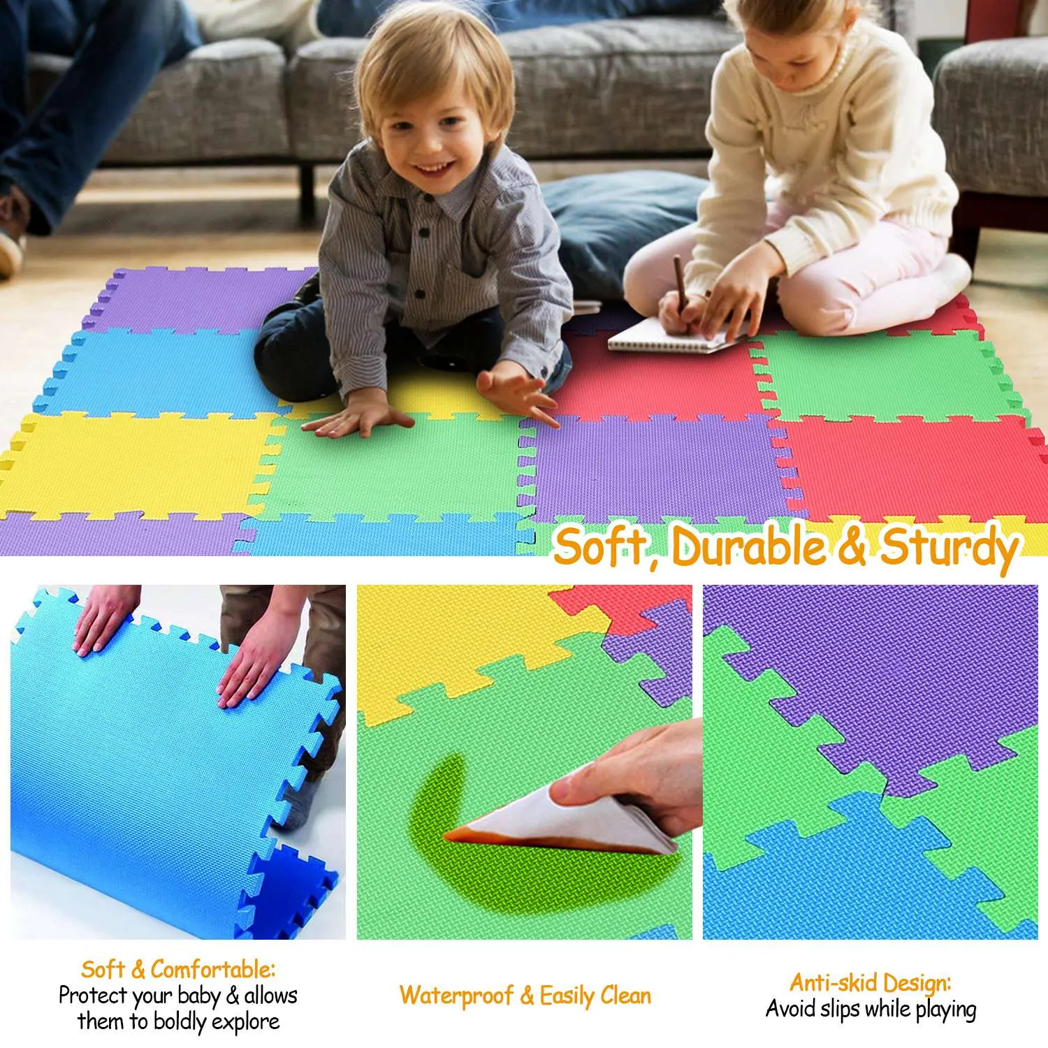16-Pieces: Kids Puzzle Exercise Play Mat
