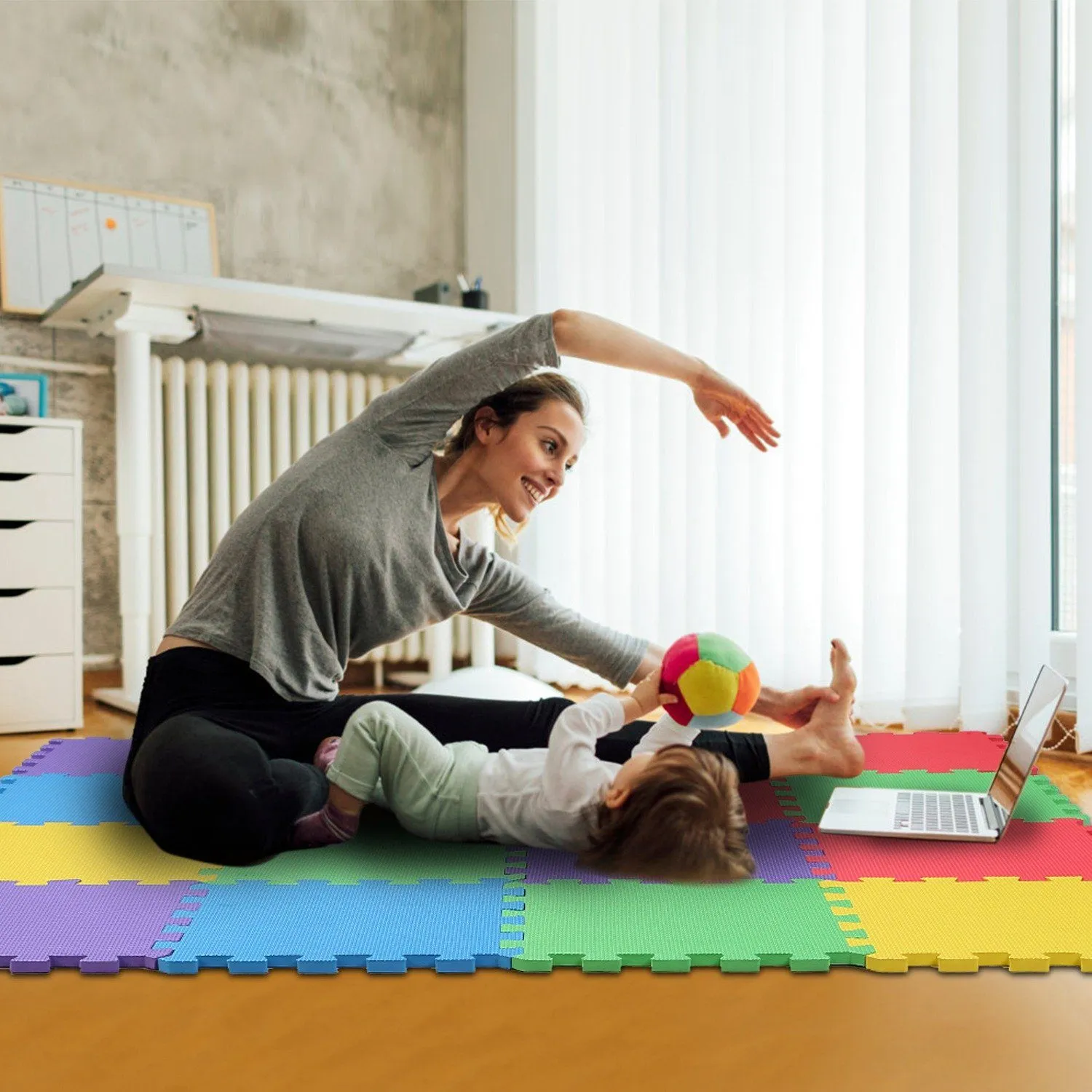 16-Pieces: Kids Puzzle Exercise Play Mat