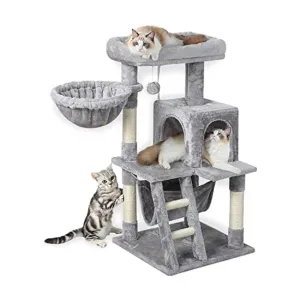 3-Layer Plush Cat Tree with Hammock, Sisal Posts – Floofi