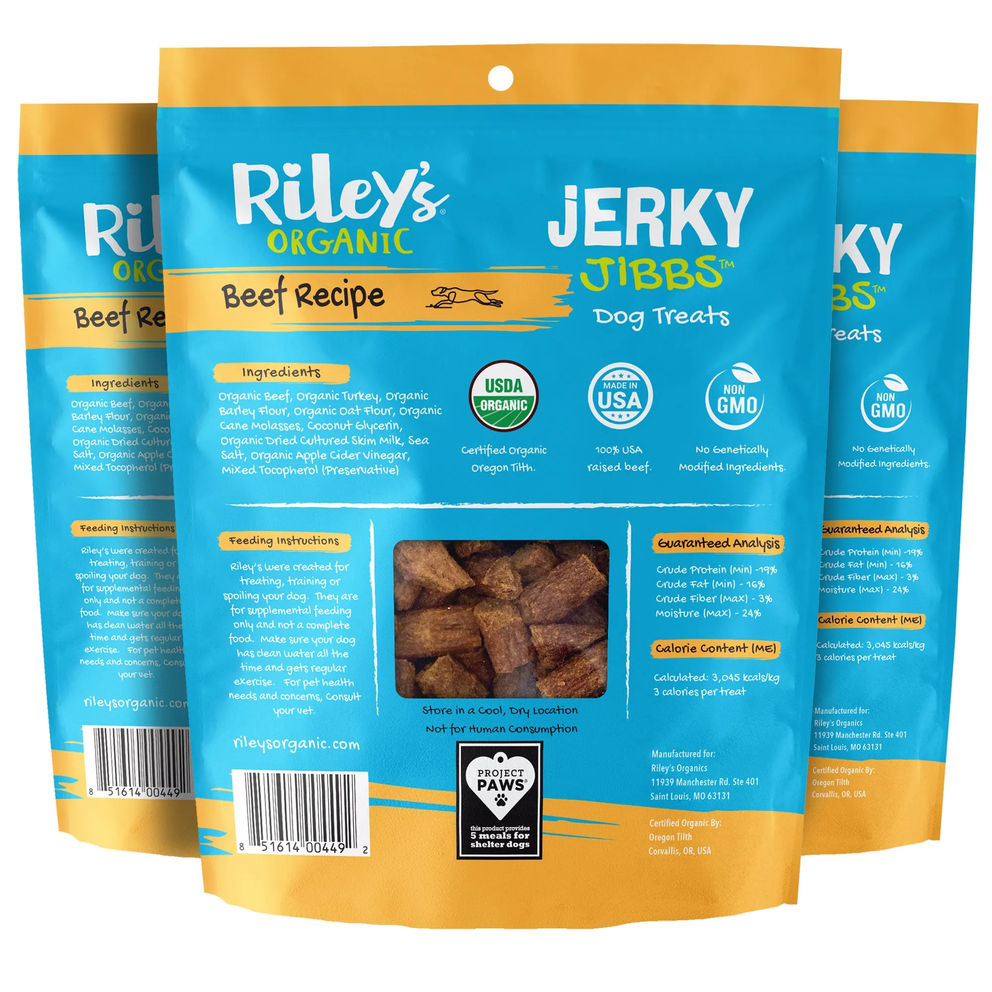 3-Pack 5oz Organic Beef Jerky Jibbs