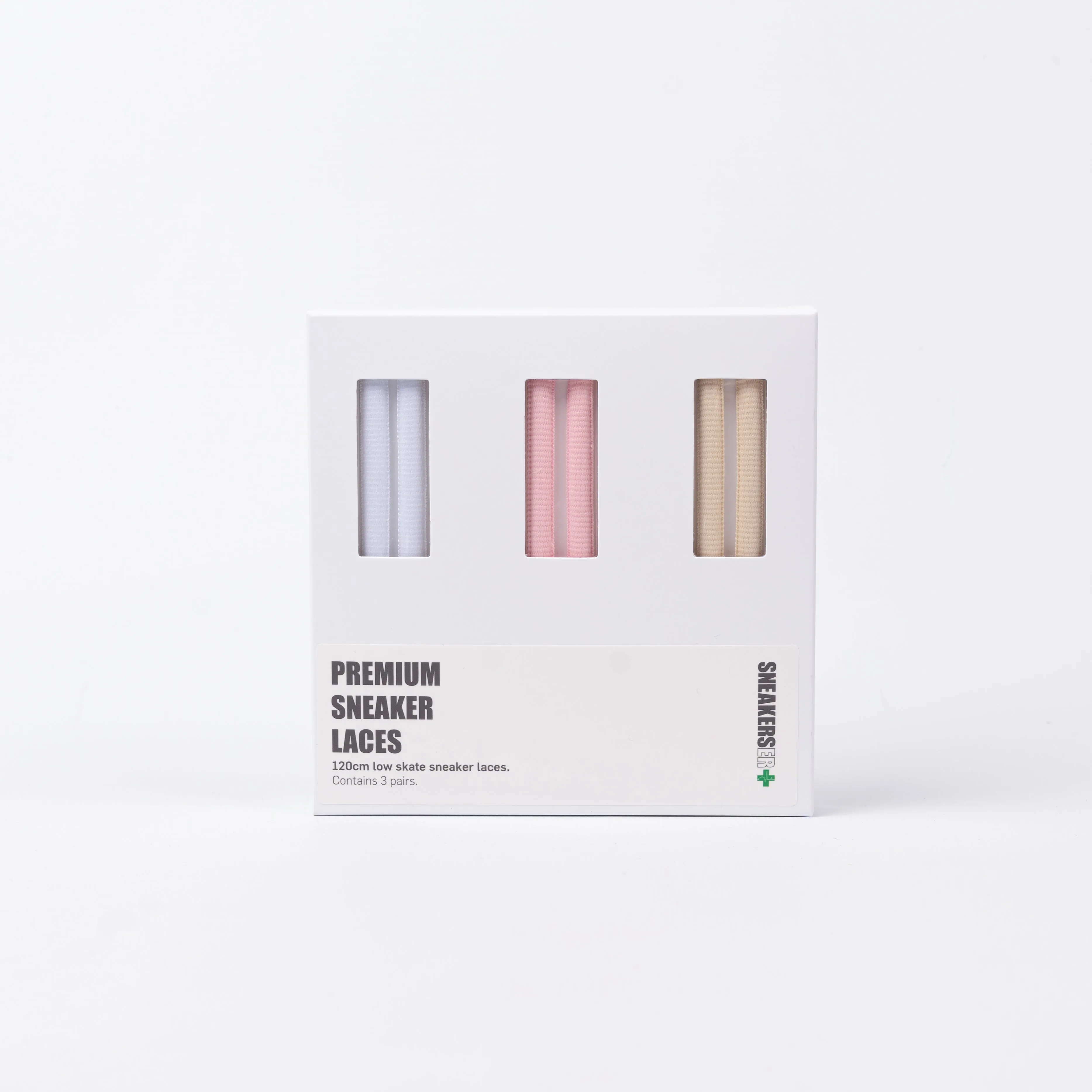 3 PACK GIFT BOX: SB SKATE SNEAKER LACES (LOW'S) 120cm: WHITE, BABY PINK & SAIL
