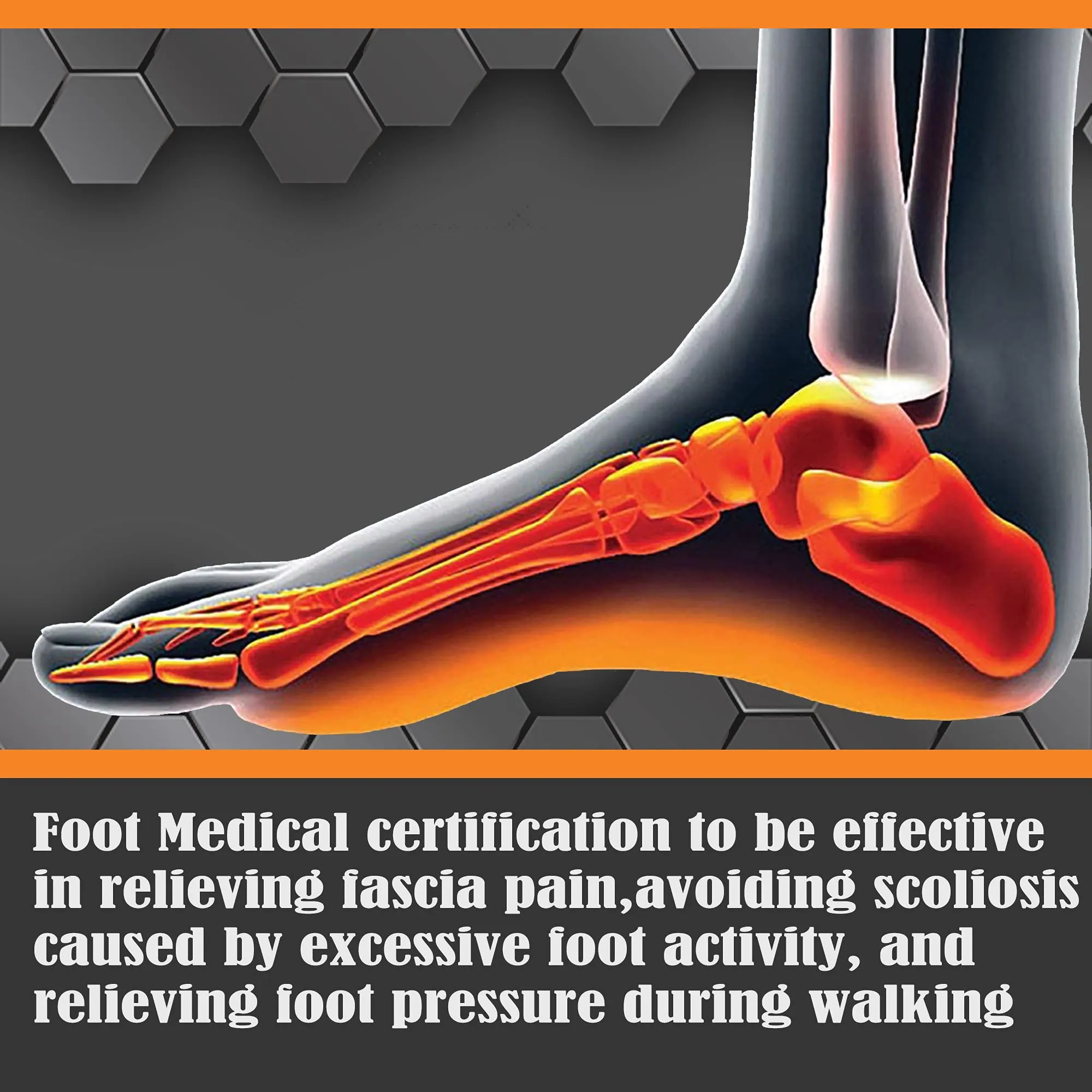 3/4 High Arch Support Insoles for Men/Women, Plantar Fasciitis Insoles, Orthotic Flat Feet, Over-Pronation | Relief Plantar Fasciitis, Heel Pain(Orange, XL:Men 9-11/Women 10-12) Orange