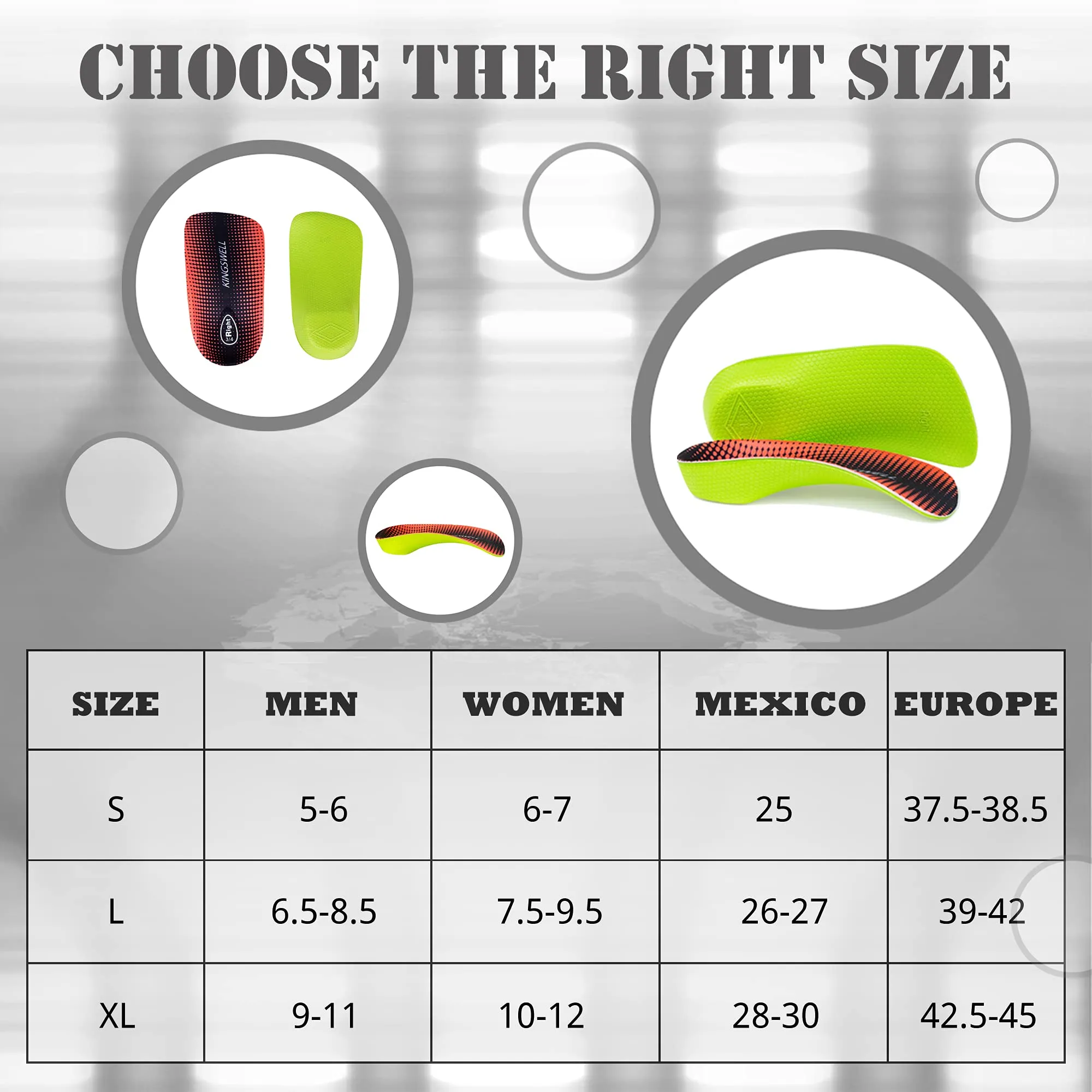 3/4 High Arch Support Insoles for Men/Women, Plantar Fasciitis Insoles, Orthotic Flat Feet, Over-Pronation | Relief Plantar Fasciitis, Heel Pain(Orange, XL:Men 9-11/Women 10-12) Orange