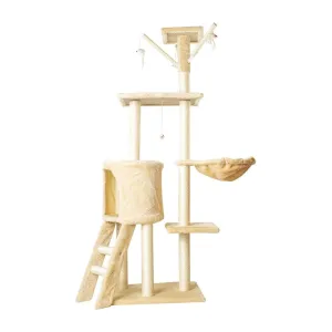5-Layer Plush Cat Condo Tree with Hammock & Toys - Floofi