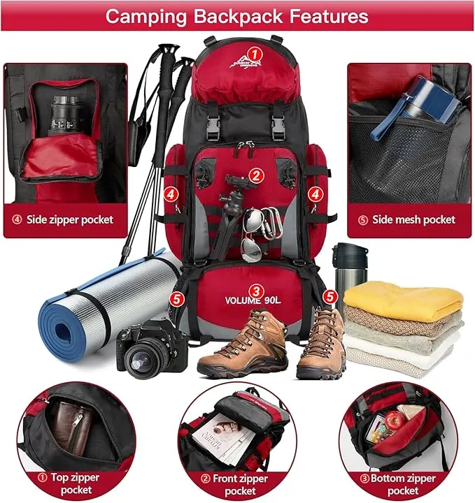90L Large Camping Hiking Backpack,Trekking backpack,Waterproof Molle Rucksack Backpack,Sport Backpack