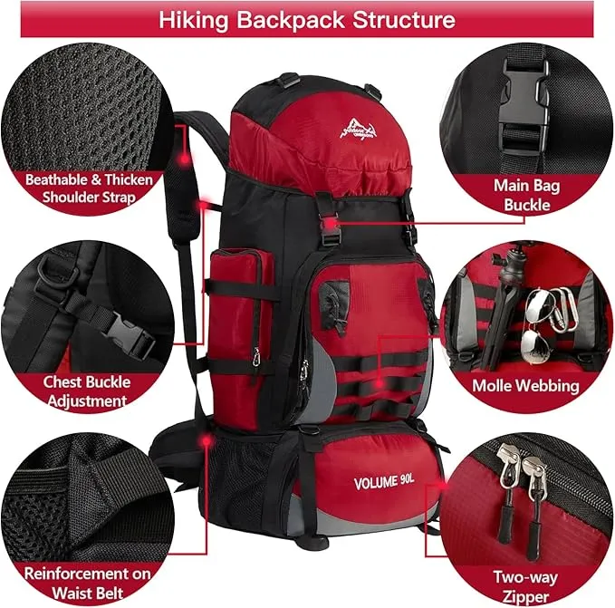 90L Large Camping Hiking Backpack,Trekking backpack,Waterproof Molle Rucksack Backpack,Sport Backpack