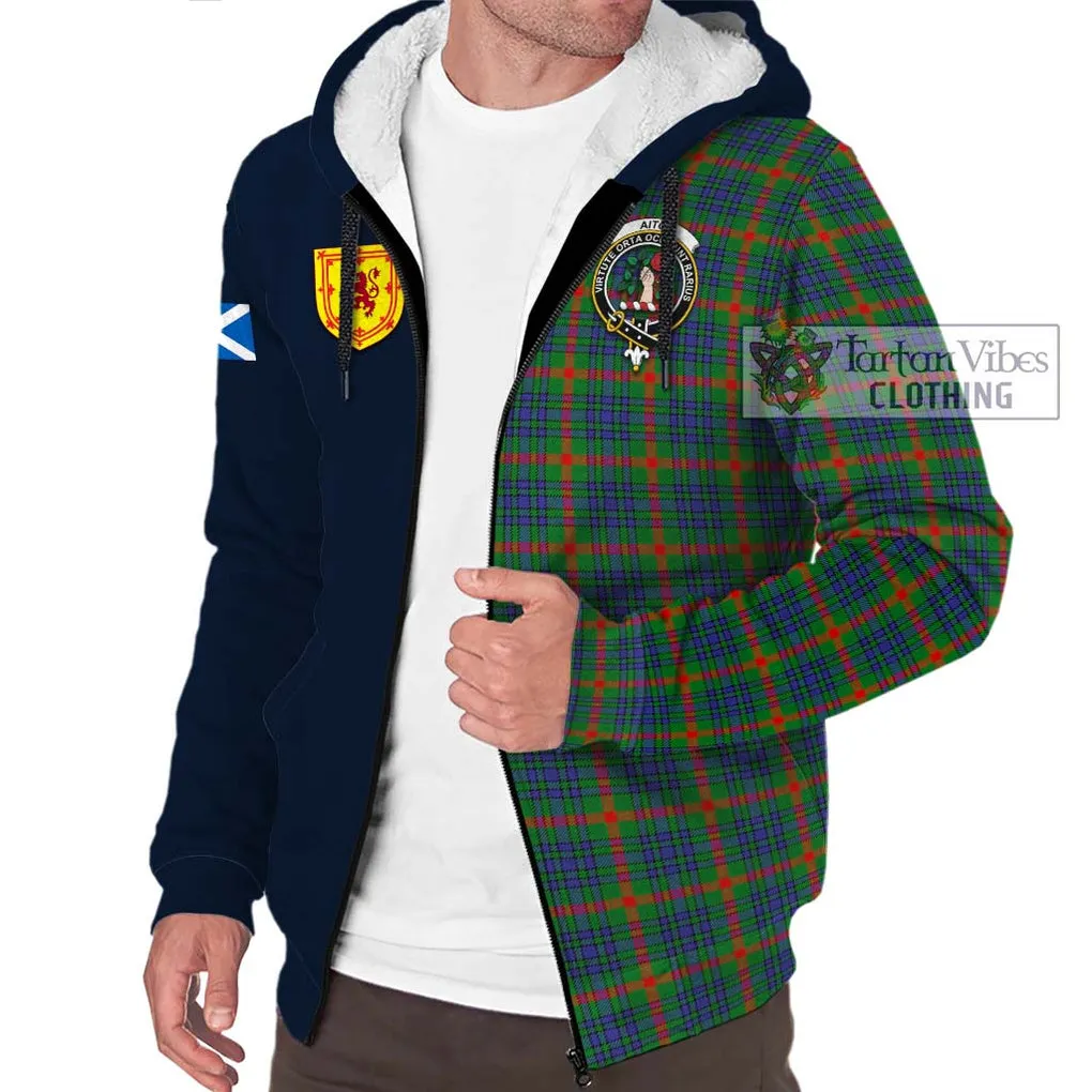 Aiton Tartan Sherpa Hoodie Alba with Scottish Lion Royal Arm Half Style
