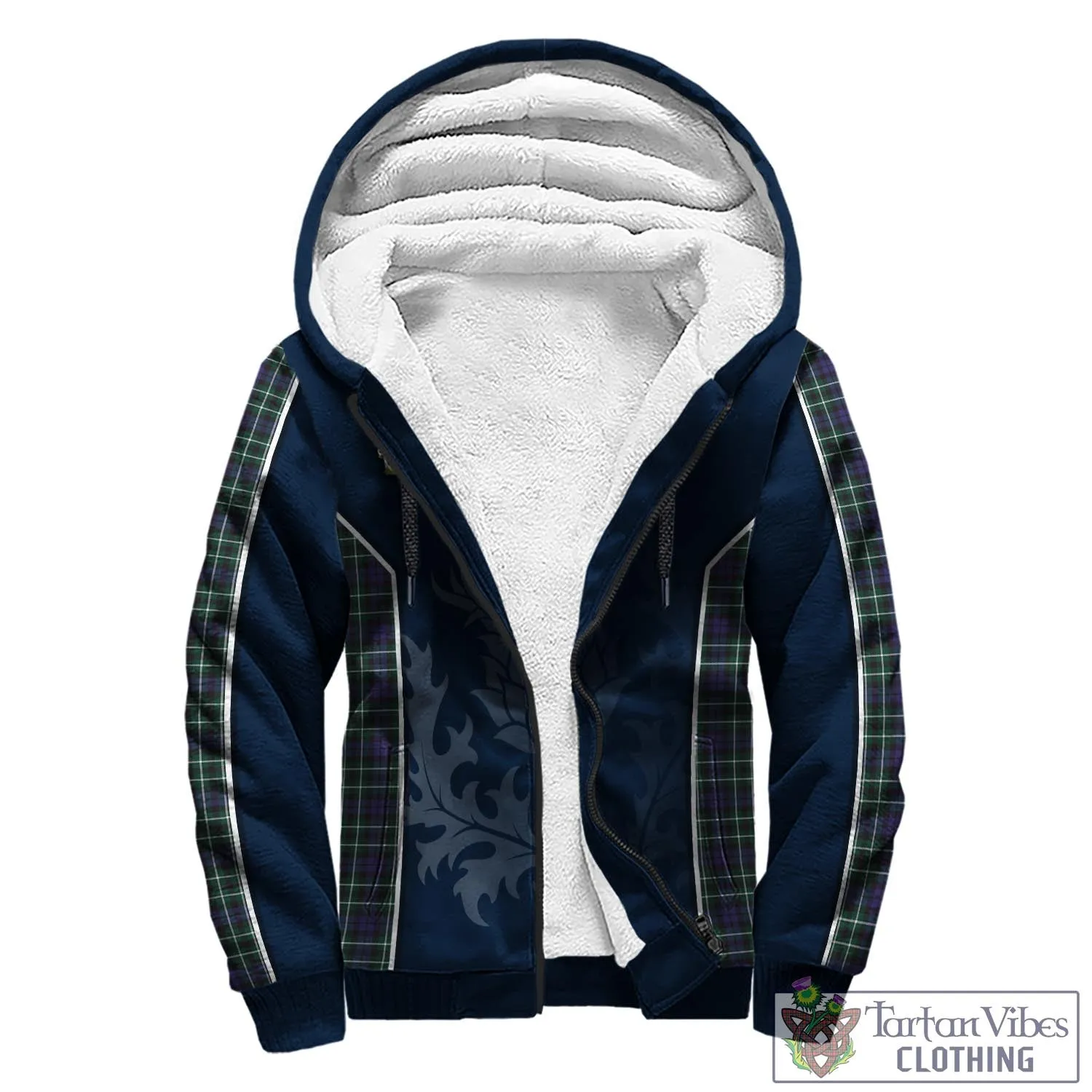 Allardice Tartan Sherpa Hoodie with Family Crest and Scottish Thistle Vibes Sport Style