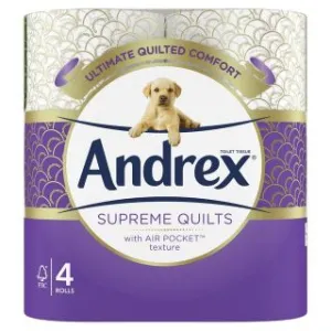 Andrex Toilet Tissue Supreme Quilts 2 Ply 4 Rolls