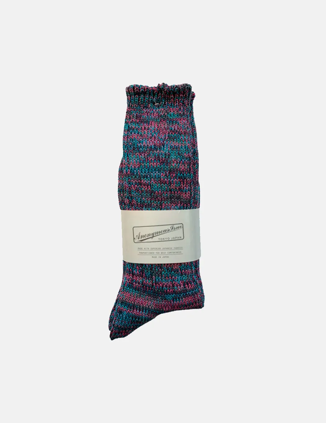 Anonymous Ism 5 Colour Mix Crew Socks - Deep Violet