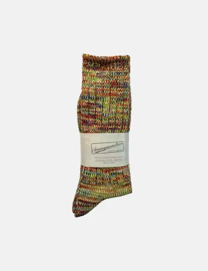Anonymous Ism 5 Colour Mix Crew Socks - Green