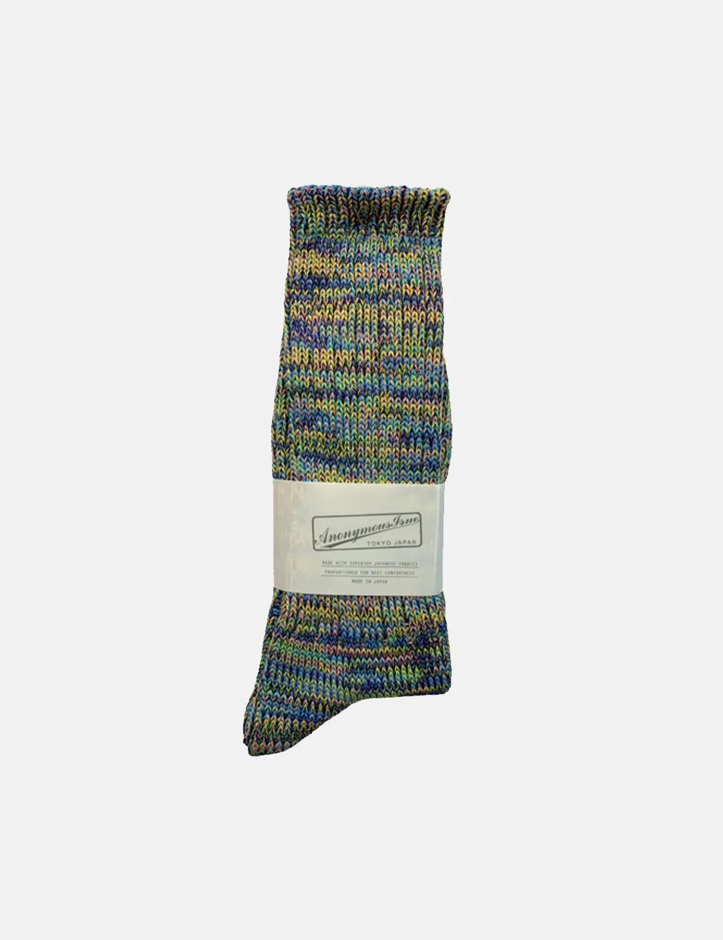 Anonymous Ism 5 Colour Mix Crew Socks - Sax