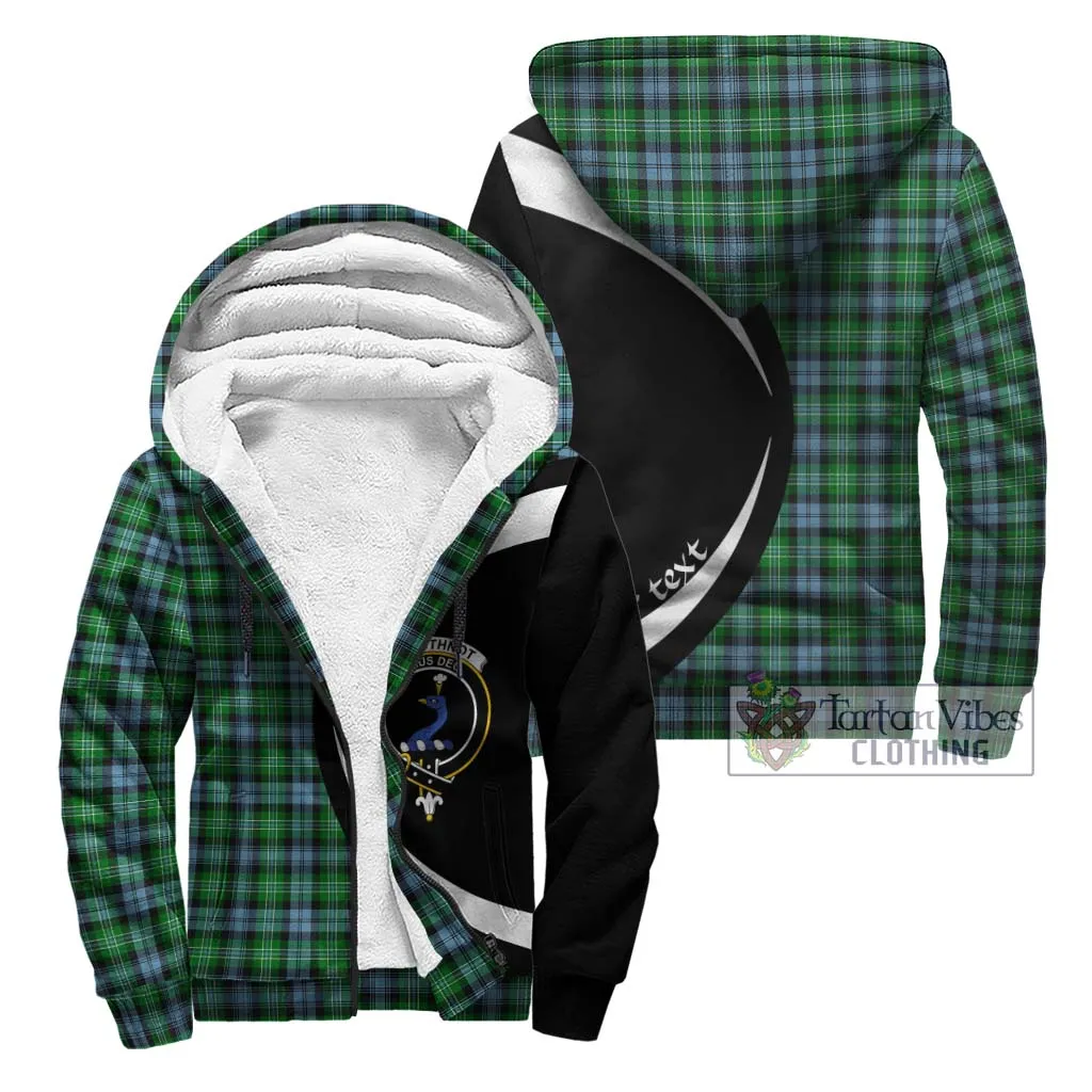 Arbuthnot Ancient Tartan Sherpa Hoodie with Family Crest Circle Style