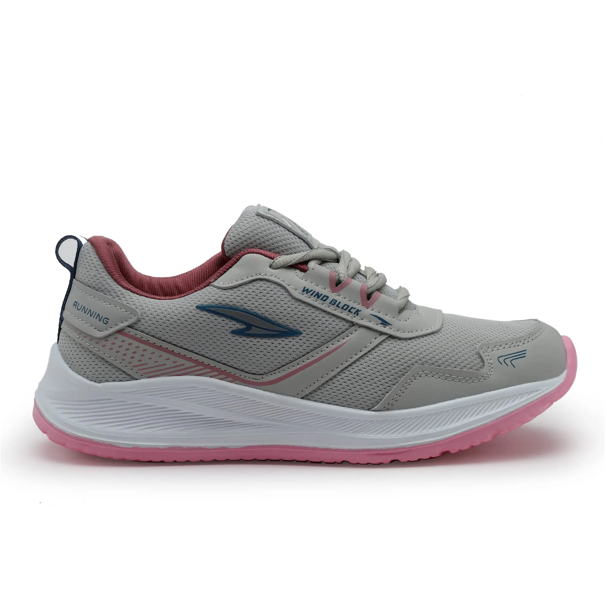 ASIAN Women's Cute Sports Running Shoes,Walking, Gym Casual Sneaker Lace-Up Shoes For Girl's Light Grey Pink 4 UK