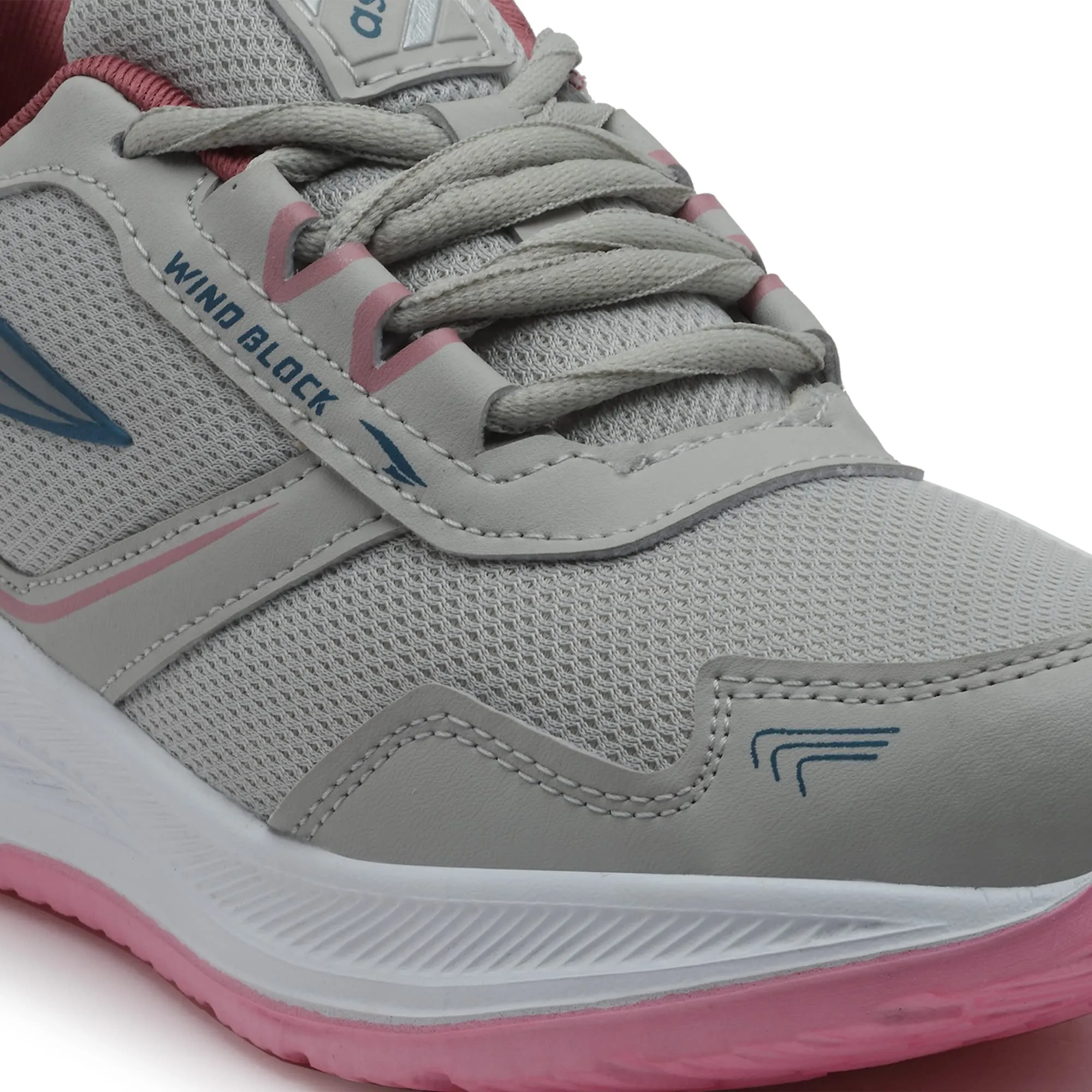 ASIAN Women's Cute Sports Running Shoes,Walking, Gym Casual Sneaker Lace-Up Shoes For Girl's Light Grey Pink 4 UK