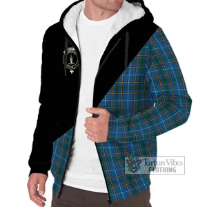 Bain Tartan Sherpa Hoodie with Family Crest and Military Logo Style
