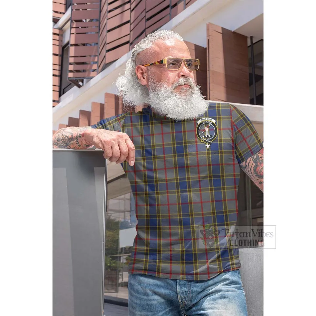 Balfour Tartan Cotton T-shirt with Family Crest Celtic Skull Style