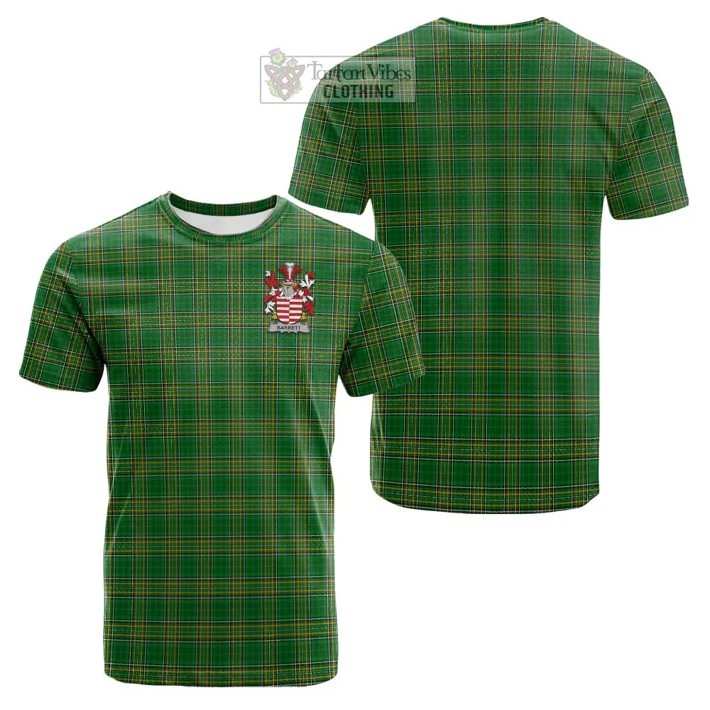 Barrett Irish Clan Tartan Cotton T-shirt with Coat of Arms