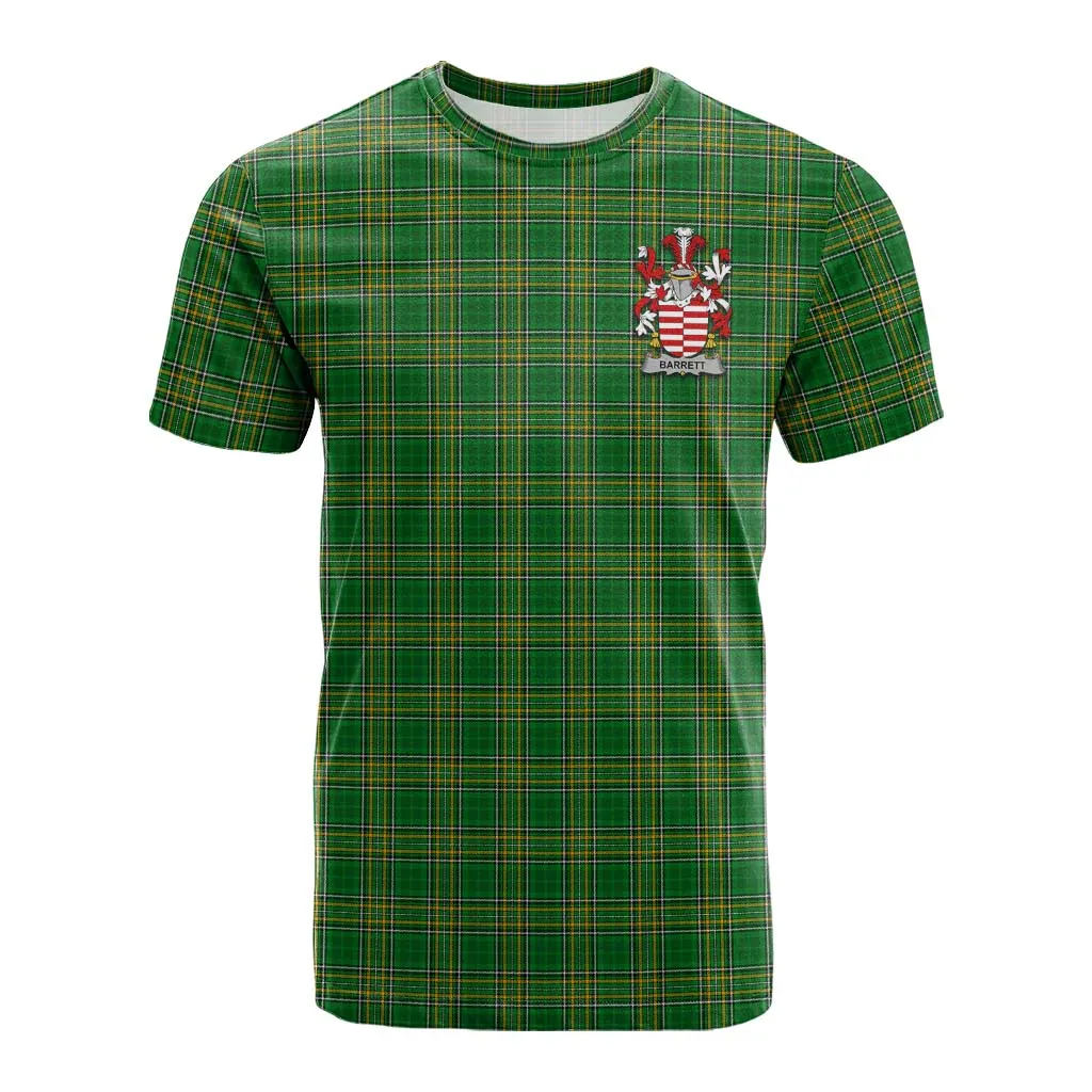 Barrett Irish Clan Tartan Cotton T-shirt with Coat of Arms