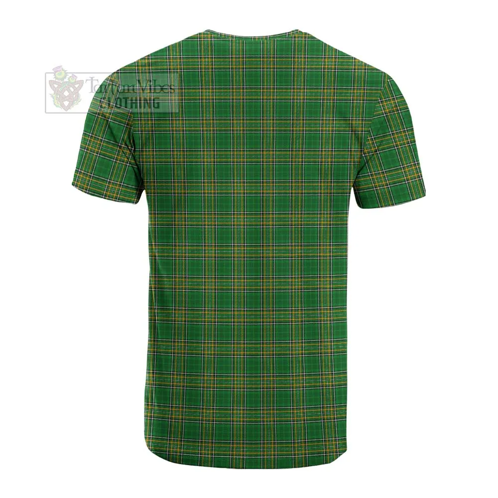 Barrett Irish Clan Tartan Cotton T-shirt with Coat of Arms