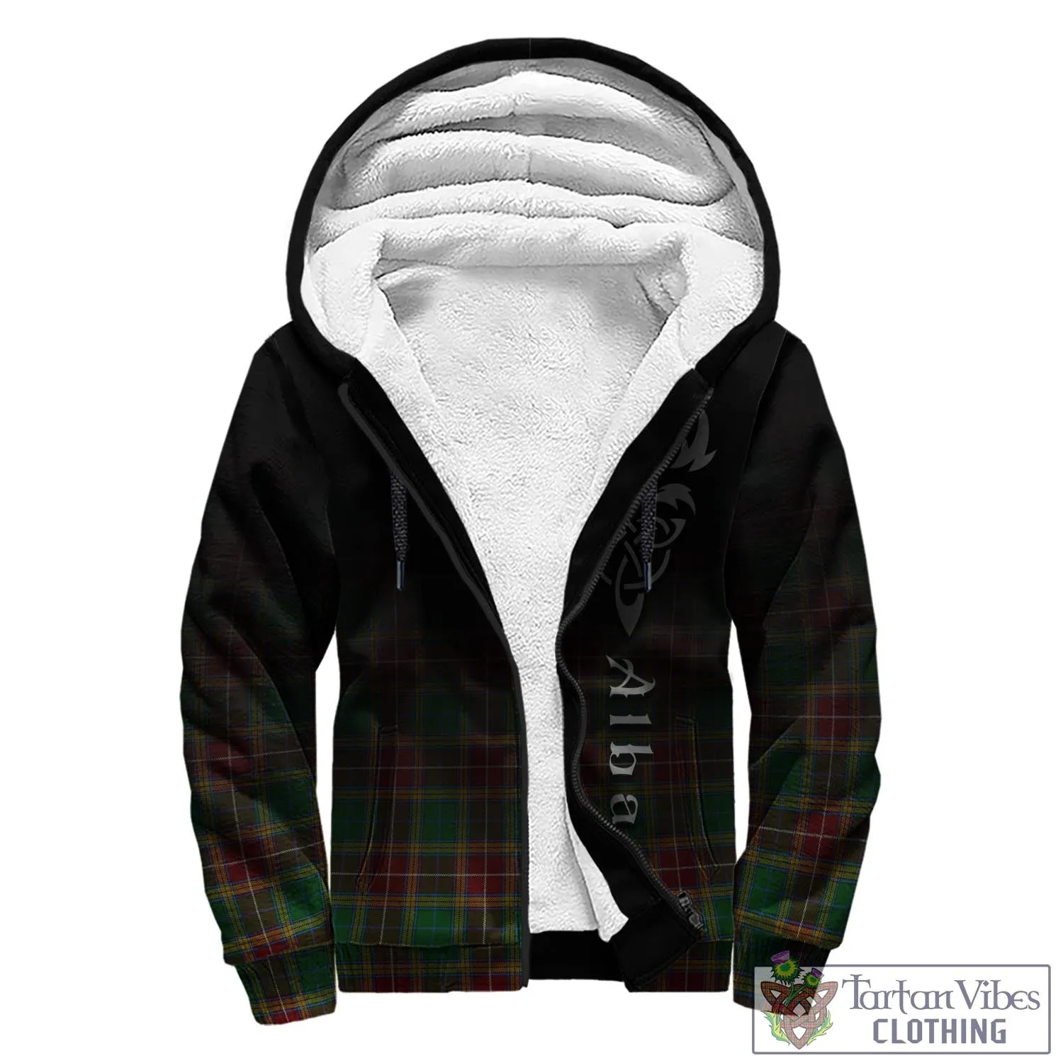 Baxter Tartan Sherpa Hoodie Featuring Alba Gu Brath Family Crest Celtic Inspired