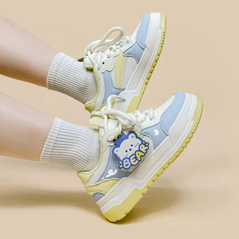 Beary Bright Chunky Casual White Sneakers - Women's