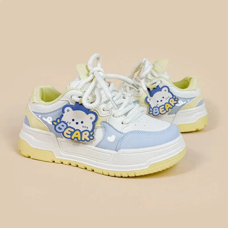 Beary Bright Chunky Casual White Sneakers - Women's