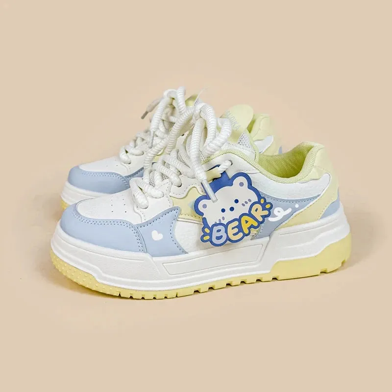 Beary Bright Chunky Casual White Sneakers - Women's