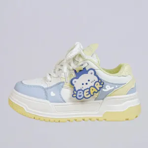 Beary Bright Chunky Casual White Sneakers - Women's