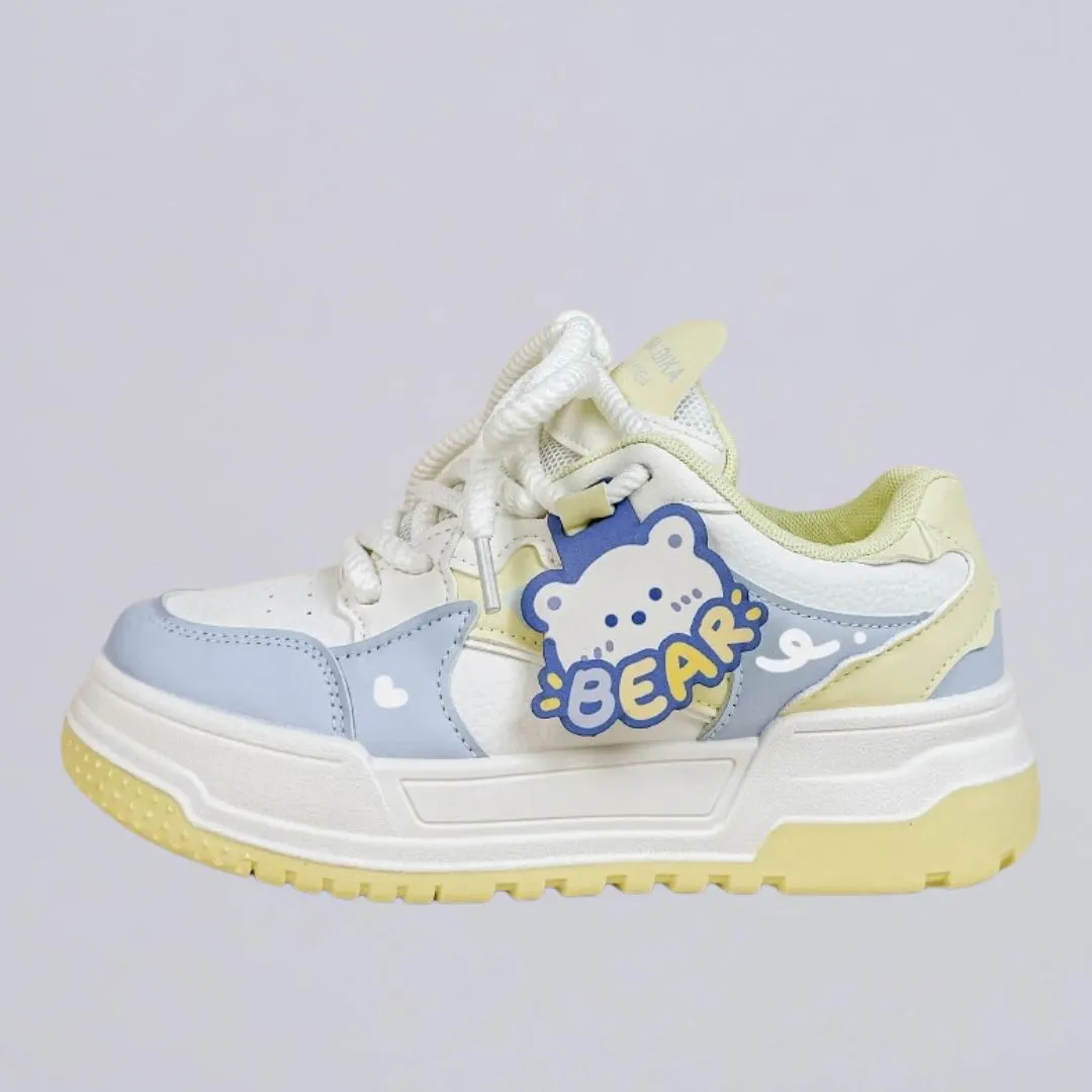 Beary Bright Chunky Casual White Sneakers - Women's