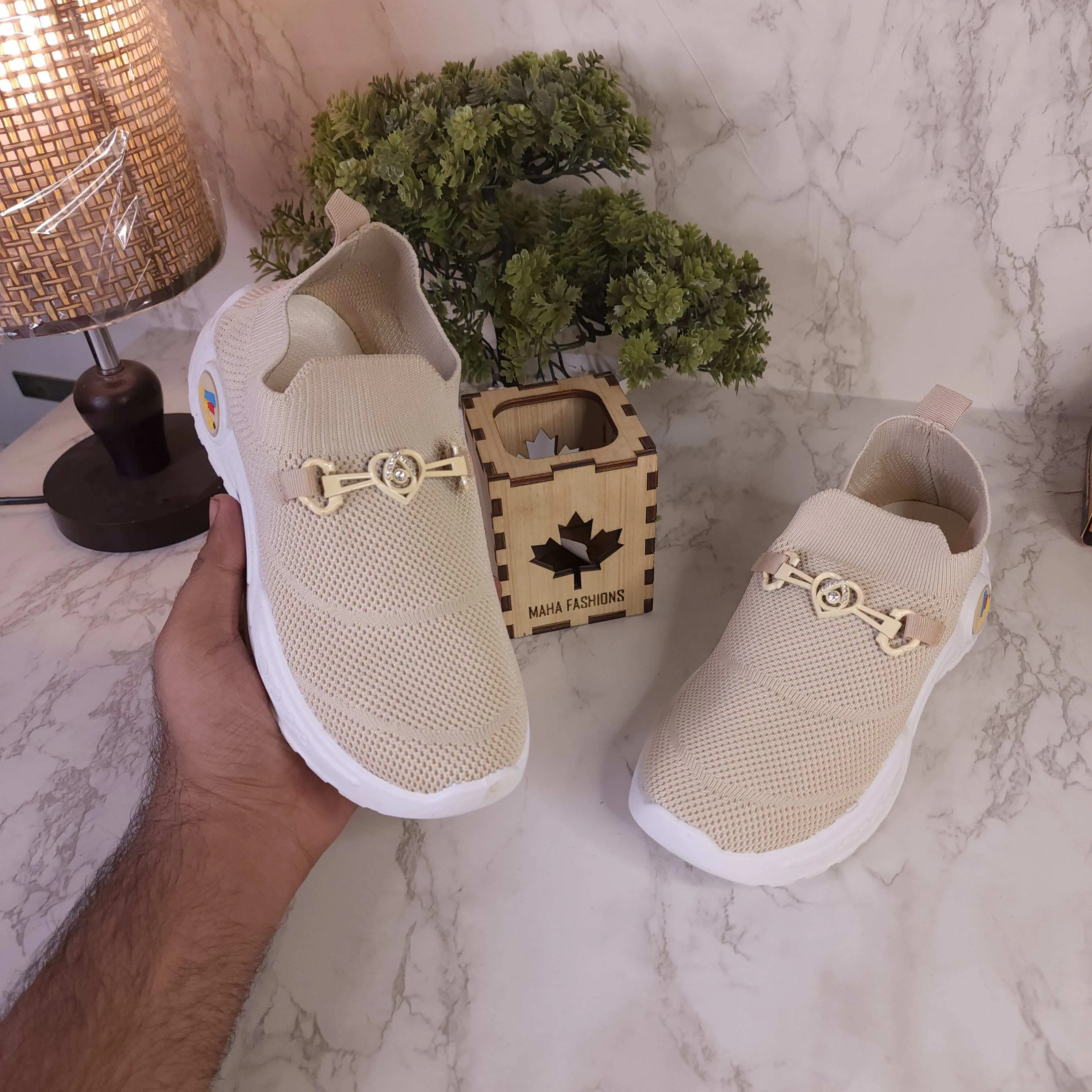 Beige Slip On Shoes