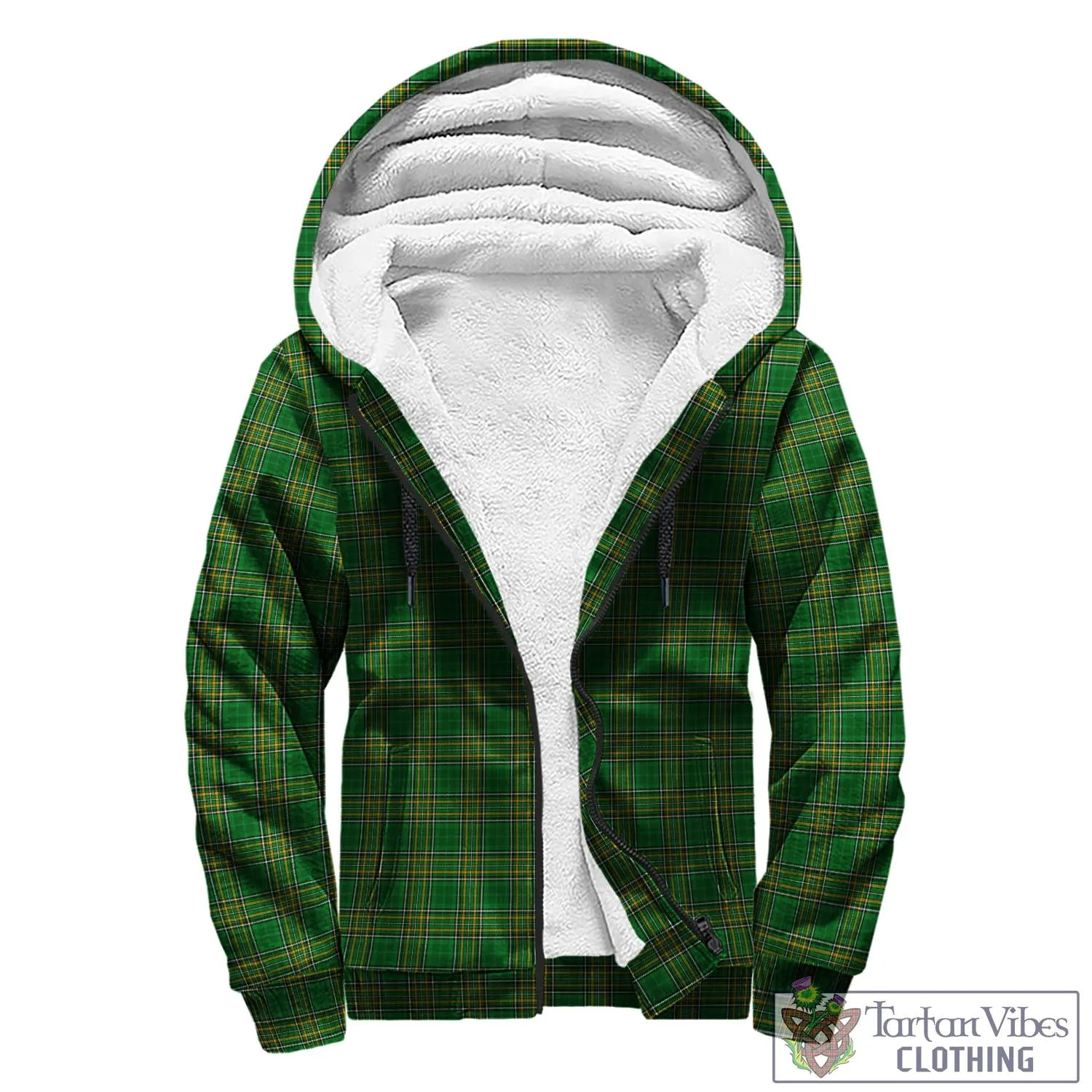 Beirne Irish Clan Tartan Sherpa Hoodie with Coat of Arms