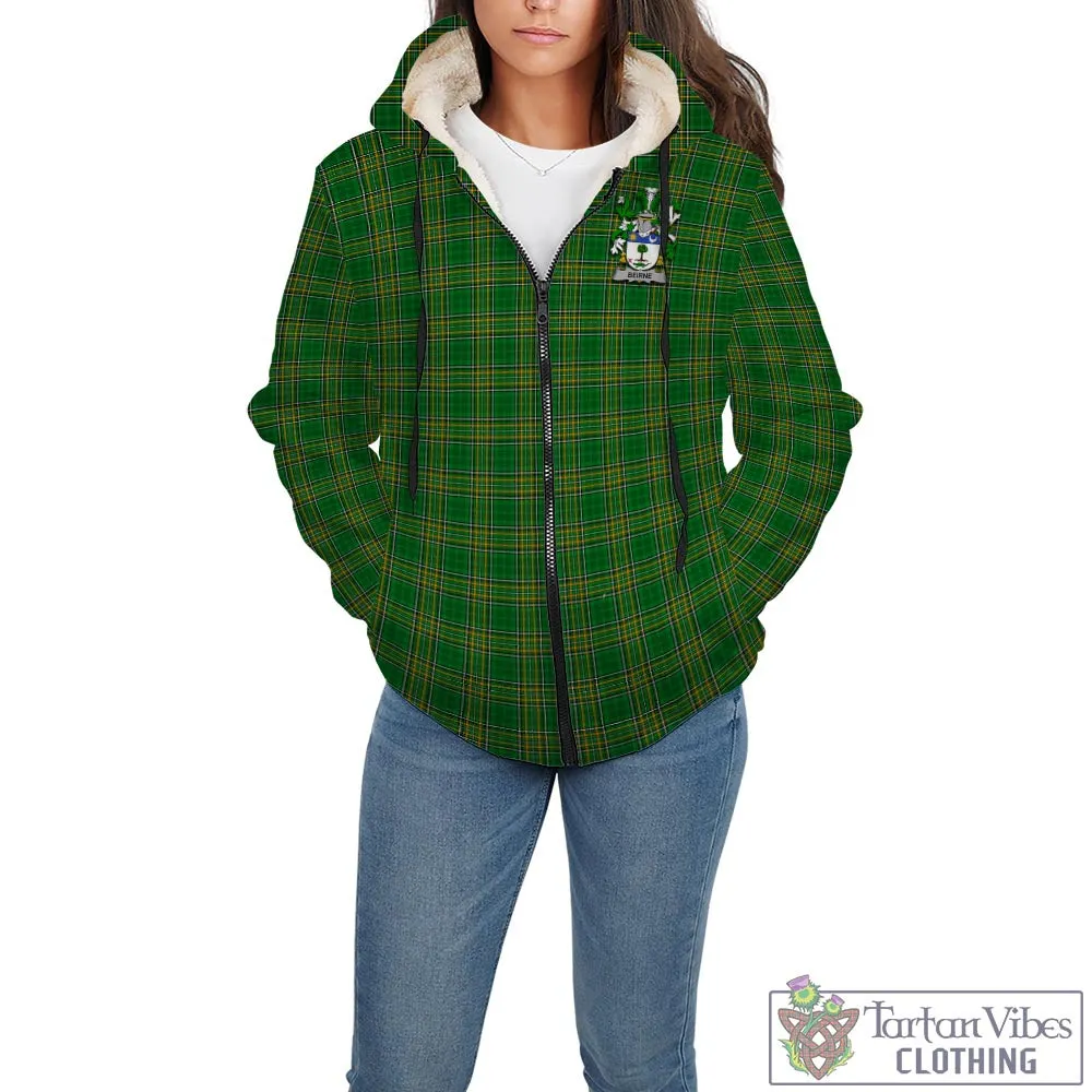 Beirne Irish Clan Tartan Sherpa Hoodie with Coat of Arms