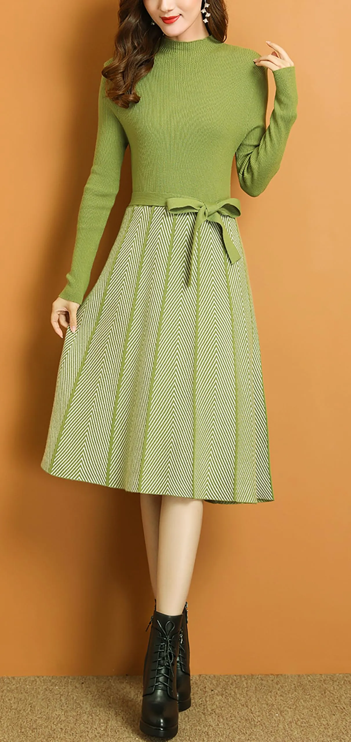 BK-Elegant Knit Pullover Midi Dress