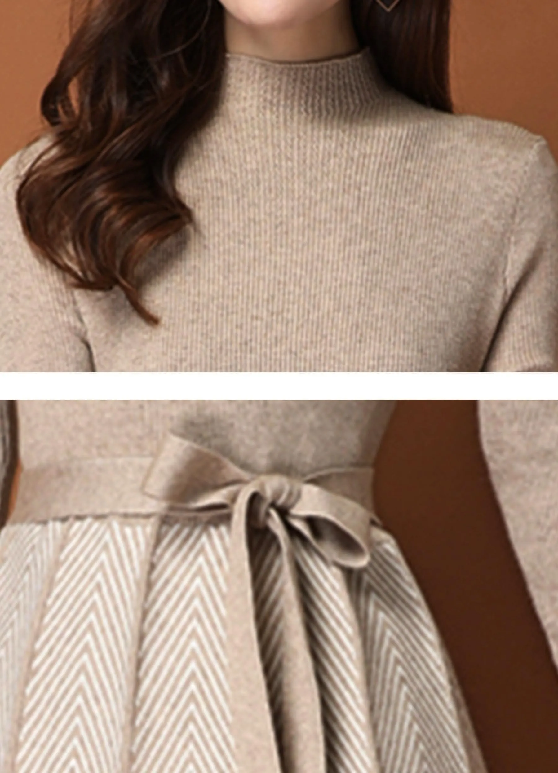 BK-Elegant Knit Pullover Midi Dress