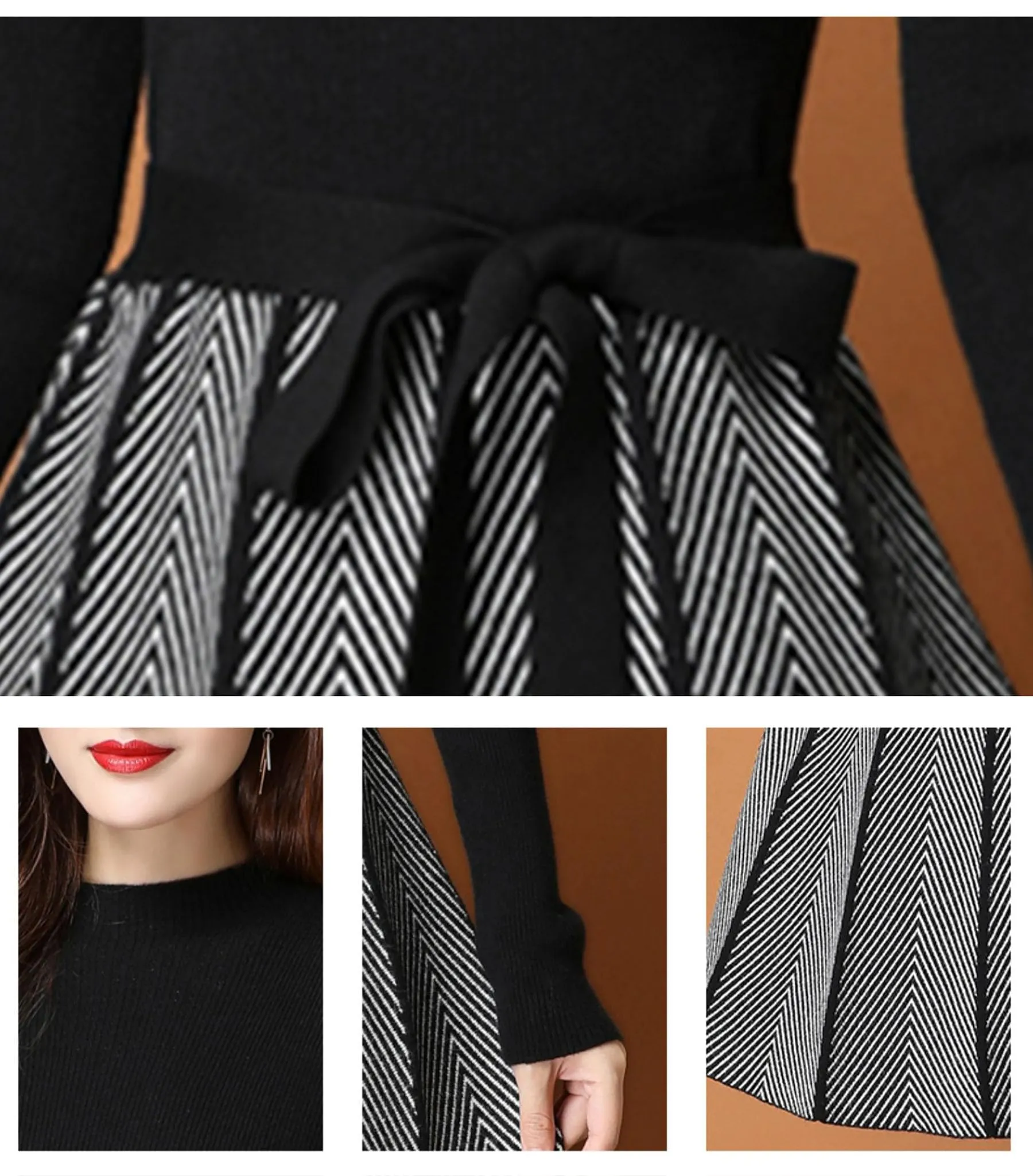 BK-Elegant Knit Pullover Midi Dress