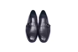 Black Men's Dress Shoes Side Buckle Loafer Style No : C00102-6628 By Corrente