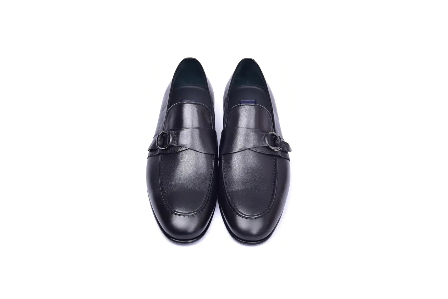 Black Men's Dress Shoes Side Buckle Loafer Style No : C00102-6628 By Corrente