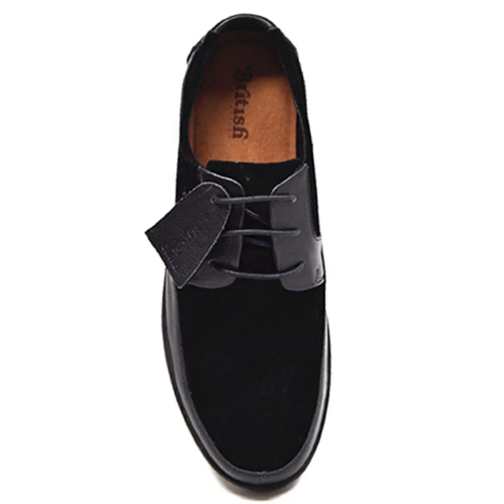 British Walkers Westminster Bally Style Men's Leather and Suede Black Sole Low Top Sneakers