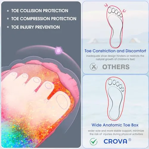 Built-in Heel Grips Water Shoes for Kids Girls Boys Hiking Wide Barefoot Swim Beach Pool Big Kid