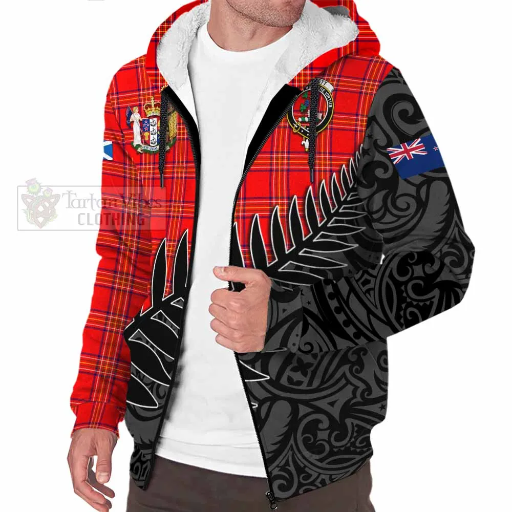Burnett Crest Tartan Sherpa Hoodie with New Zealand Silver Fern Half Style