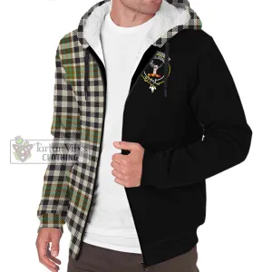 Burns Check Tartan Sherpa Hoodie with Family Crest and Half Of Me Style