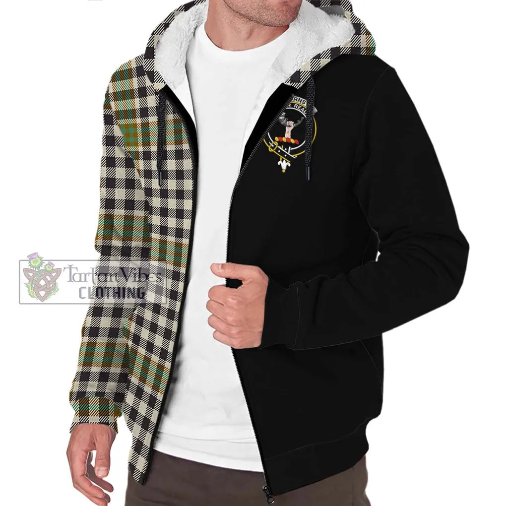 Burns Check Tartan Sherpa Hoodie with Family Crest and Half Of Me Style