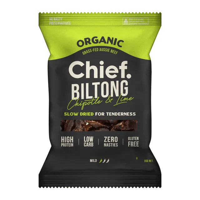 Chief Organic Grass-Fed Beef Biltong 90g