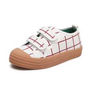 Child Casual Canvas Sneakers Hook and Loop Walking Shoes for Girls and Boys