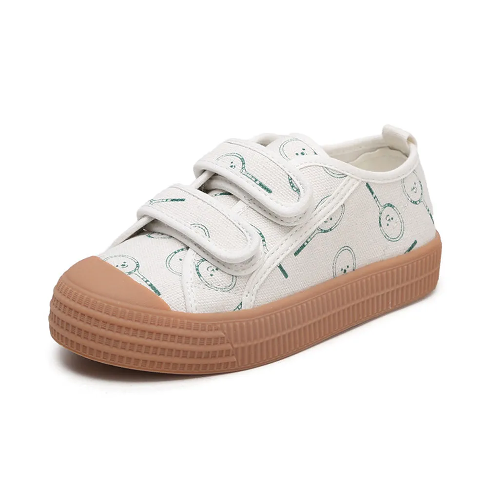 Child Casual Canvas Sneakers Hook and Loop Walking Shoes for Girls and Boys