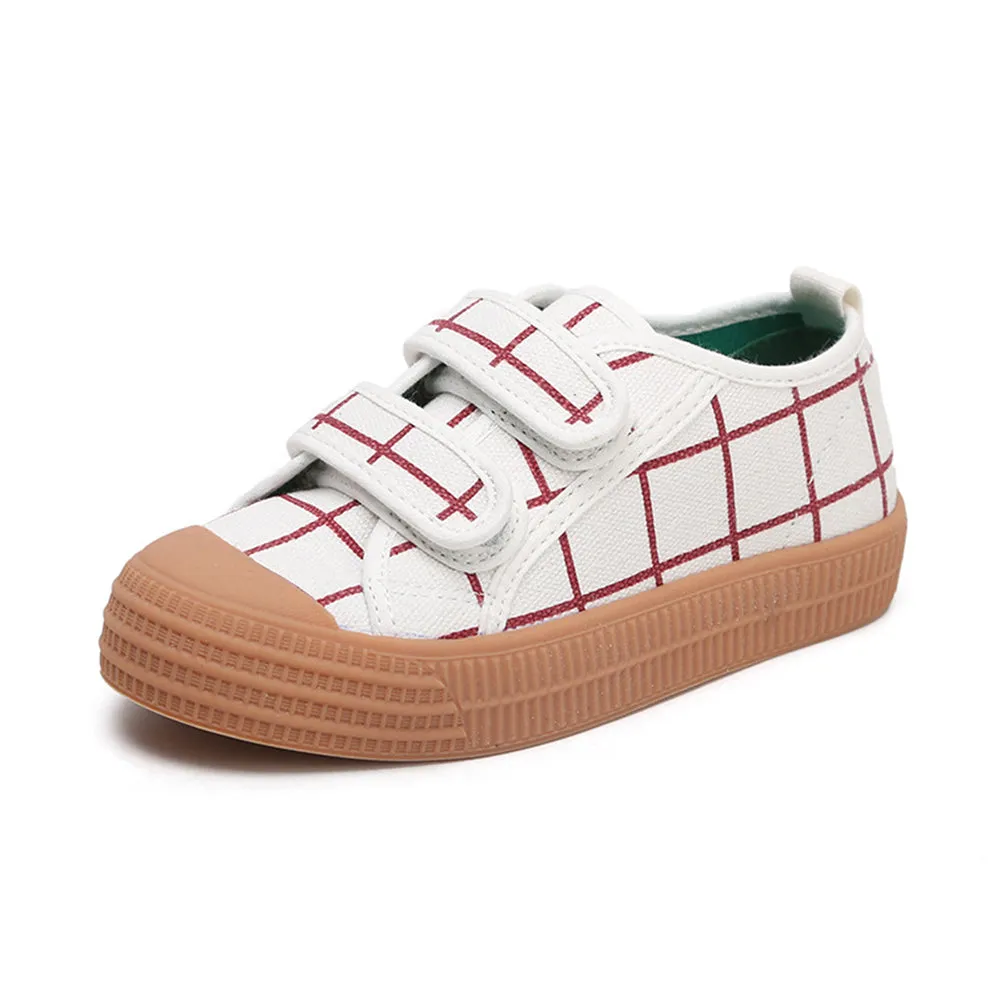 Child Casual Canvas Sneakers Hook and Loop Walking Shoes for Girls and Boys